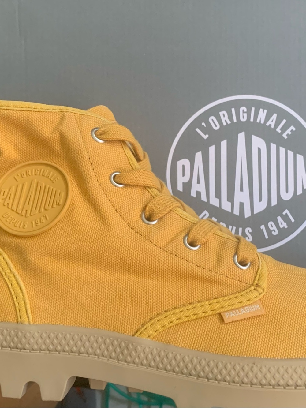 Palladium Kids Yellow Canvas Lace-Up Boots